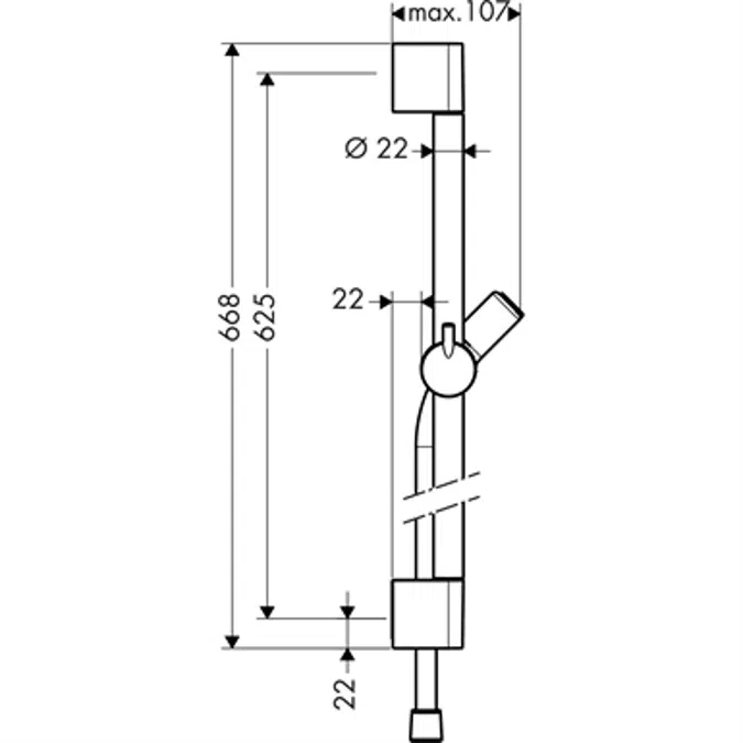 Unica Shower bar C 65 cm with shower hose