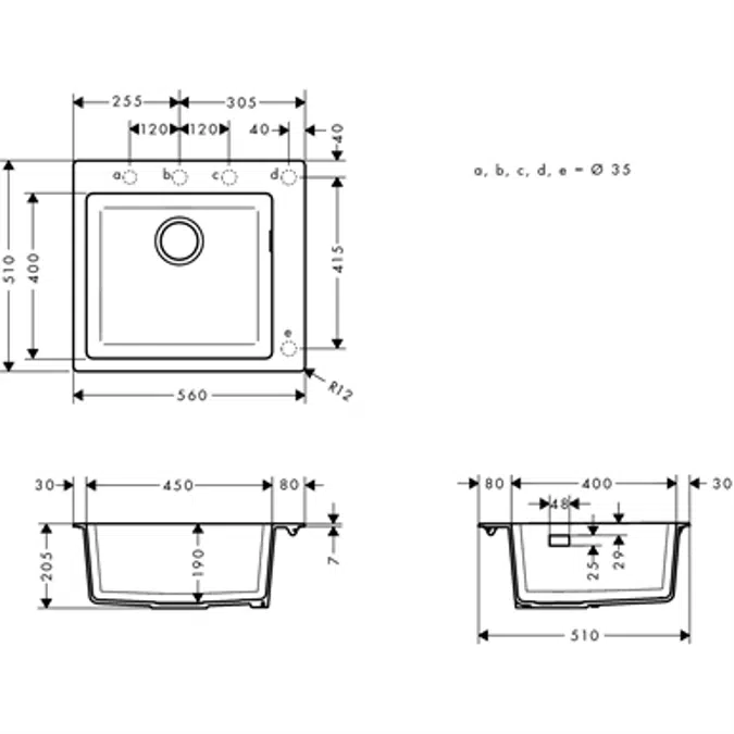 Built-in sink 450