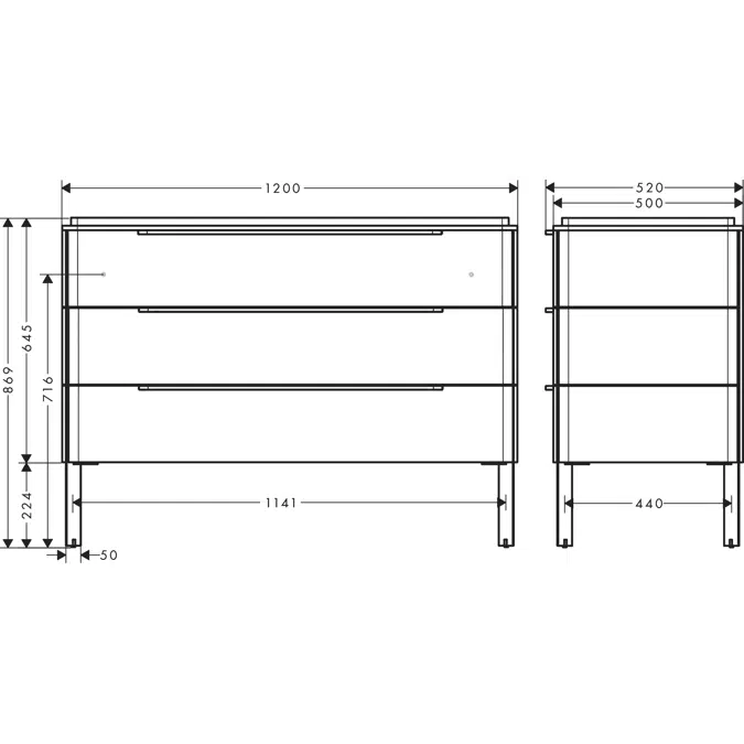 MoonWake Vanity unit for furniture washbasin 1200/500