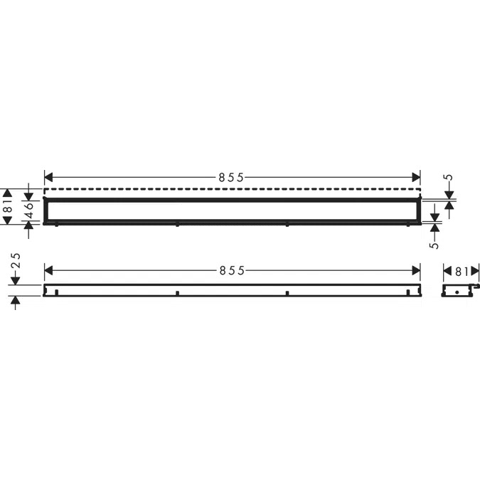 RainDrain Match Linear shower drain 90 cm with height adjustable frame