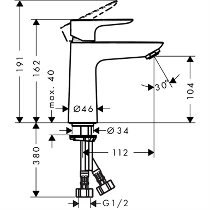 Talis E Single lever basin mixer 110 without waste set