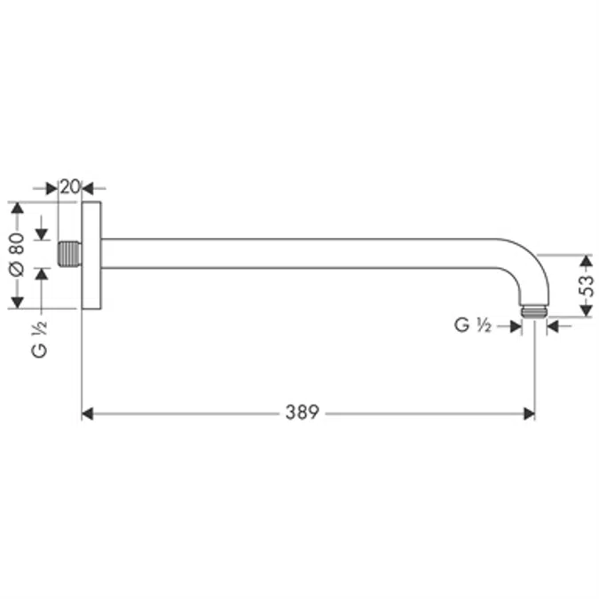 Shower arm 38.9 cm