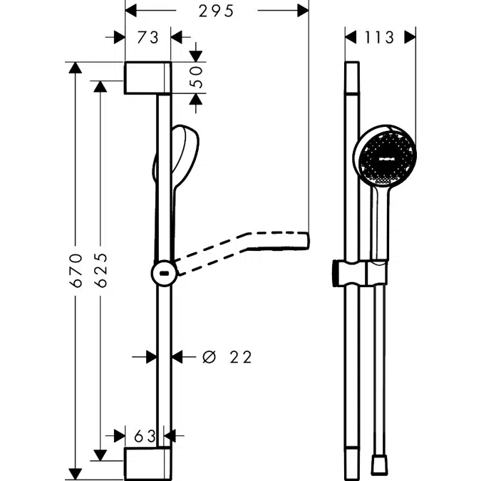 Activera S Shower set 95 1jet EcoSmart with shower bar 65 cm