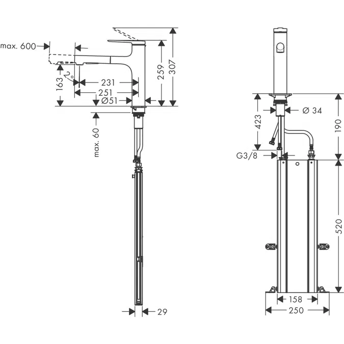 Zesis M33 Single lever kitchen mixer 160, metal pull-out spray, 2jet, sBox