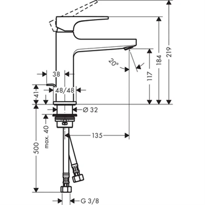 Metropol Single lever basin mixer 110 with lever handle and pop-up waste set