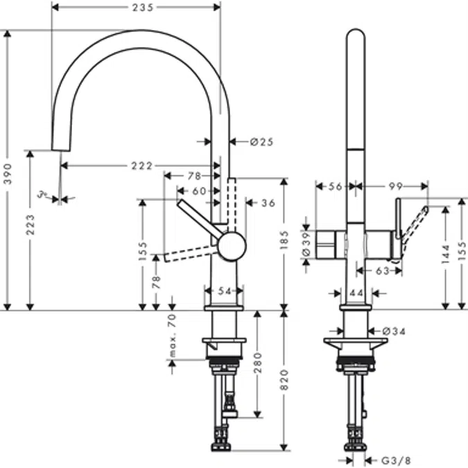 BIM objects - Free download! Talis M54 Single lever kitchen mixer 220 ...