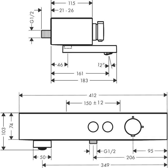 ShowerTablet Select Bath thermostat 400 for exposed installation