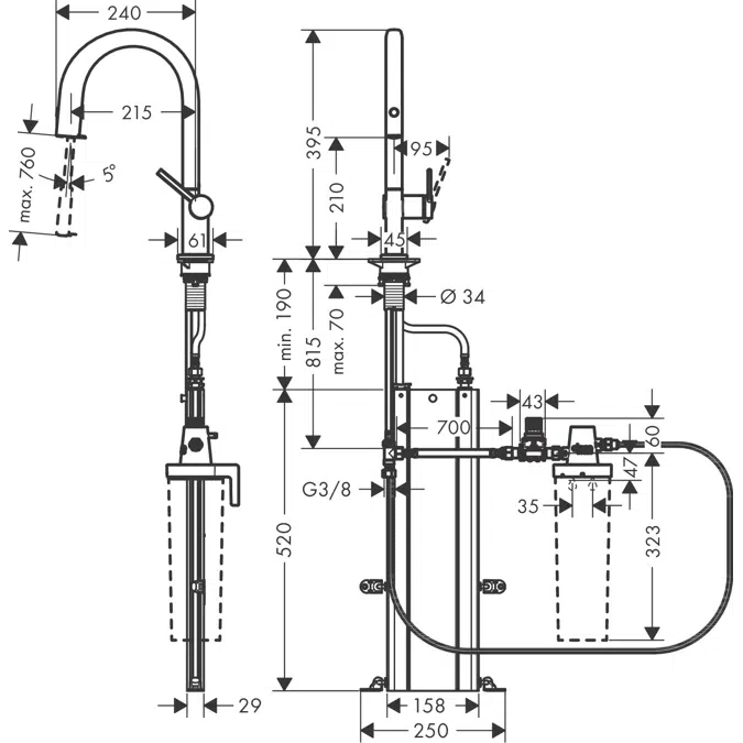 Aqittura M91 FilterSystem 210, pull-out spout, 1jet, sBox