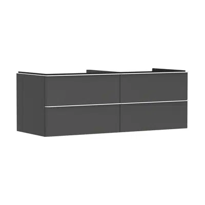 afbeelding voor Xelu Q Vanity unit Diamond Matt Grey 1360/550 with 4 drawers for consoles with bowl