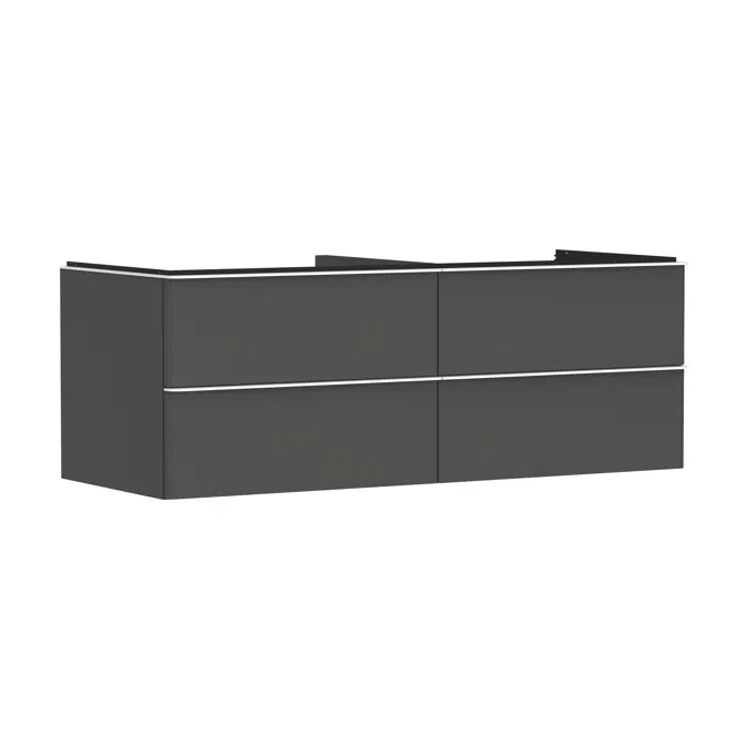 Xelu Q Vanity unit Diamond Matt Grey 1360/550 with 4 drawers for consoles with bowl