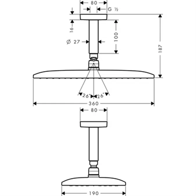 Raindance E Overhead shower 360 1jet with ceiling connector