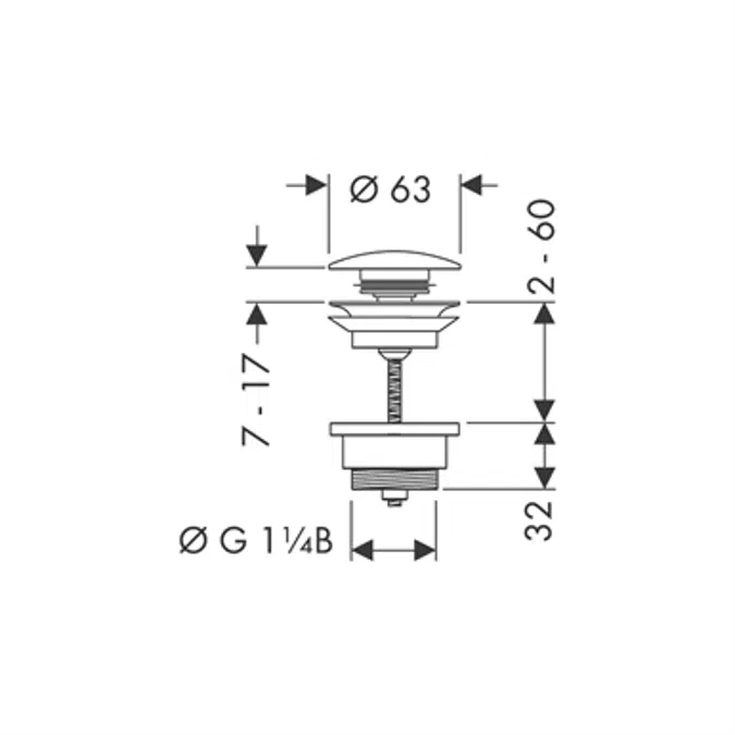 Waste set push-open for basin and bidet mixers