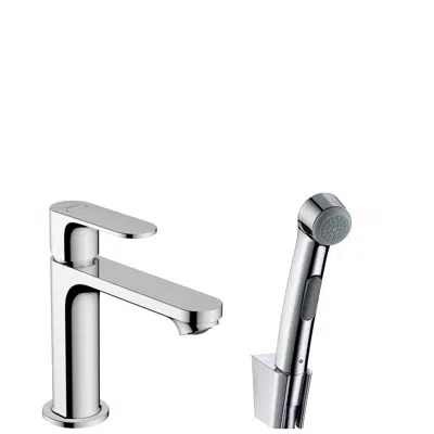 Rebris S Single lever basin mixer 110 with bidette hand shower and shower hose 160 cm without waste set