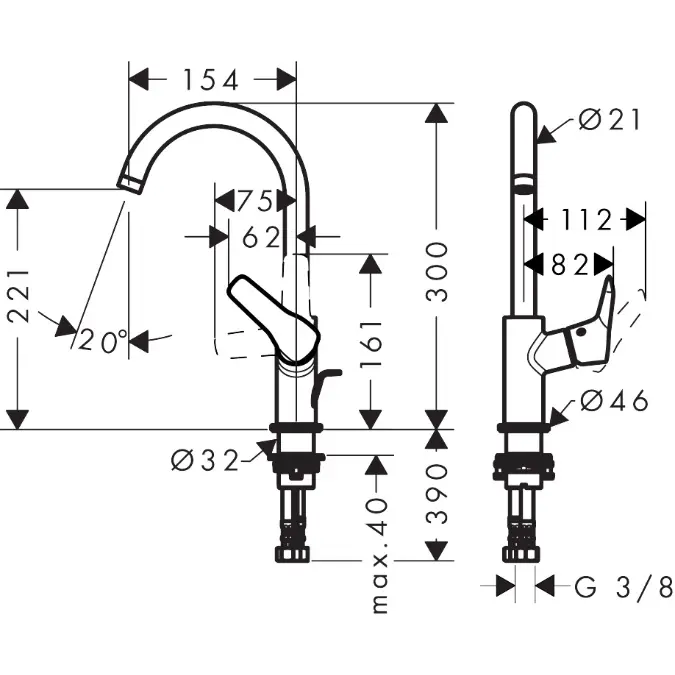 BIM objects - Free download! MySport Single lever basin mixer with ...