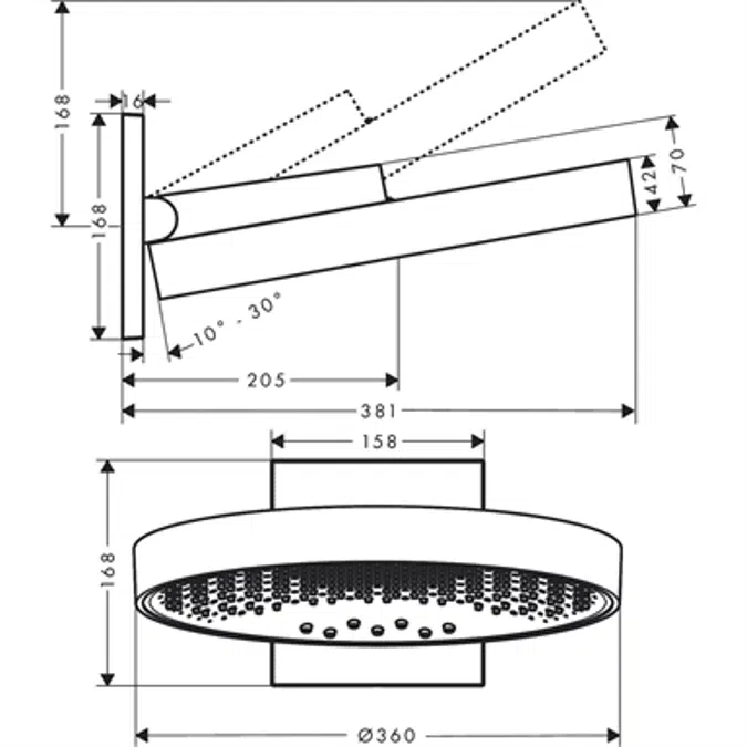 Rainfinity Overhead shower 360 3jet with wall connector