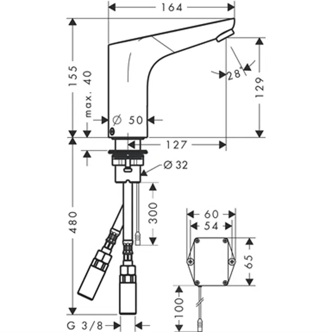 Focus Electronic basin mixer with temperature pre-adjustment battery operation