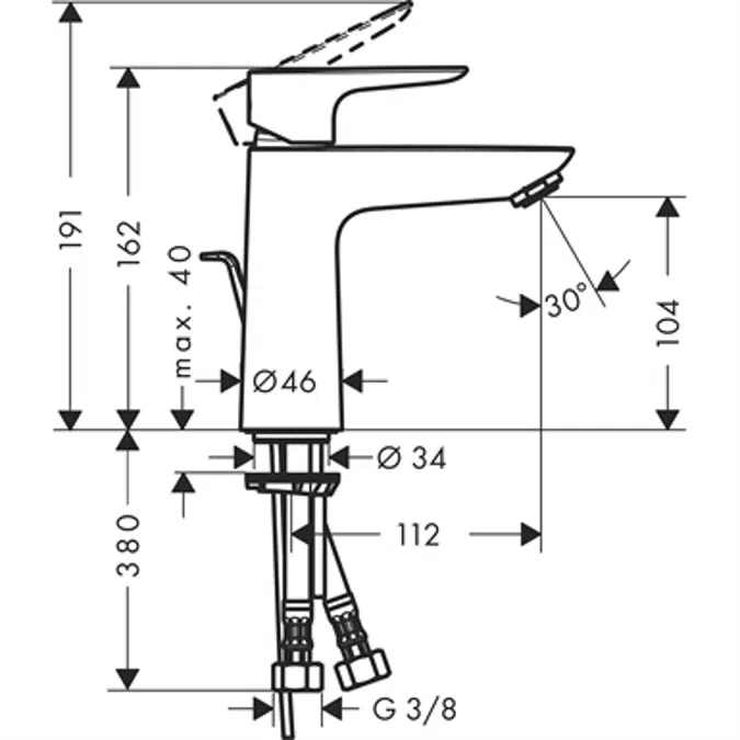 Talis E Single lever basin mixer 110 with pop-up waste set