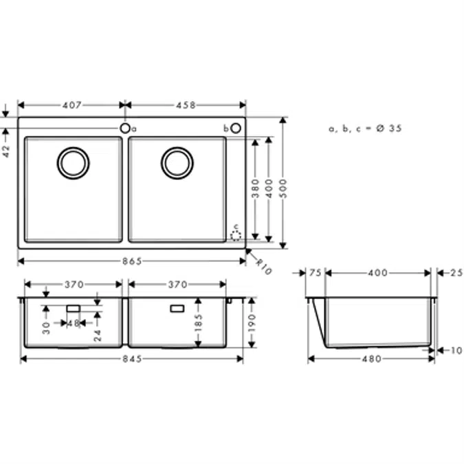 Built-in sink 370/370