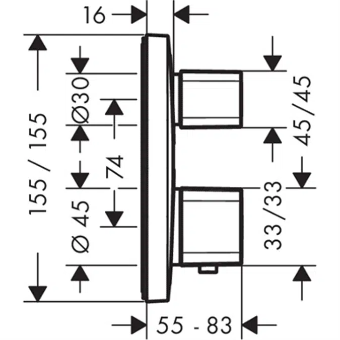 Ecostat E Thermostat for concealed installation for 1 function