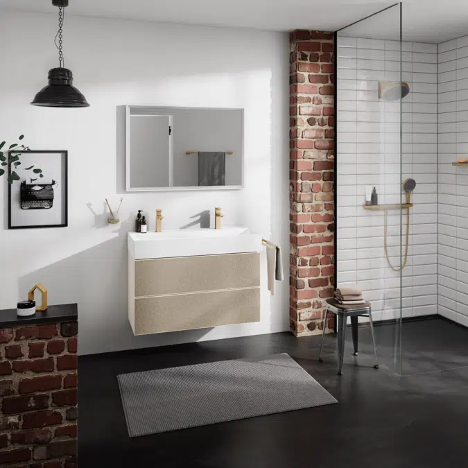 54182XXX Xevolos E Vanity unit Sand Matt Beige 980/475 with 2 drawers for wash basin