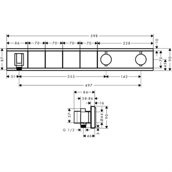 RainSelect Thermostat Unterputz für 4 Verbraucher mit integriertem Brausehalter 15357600