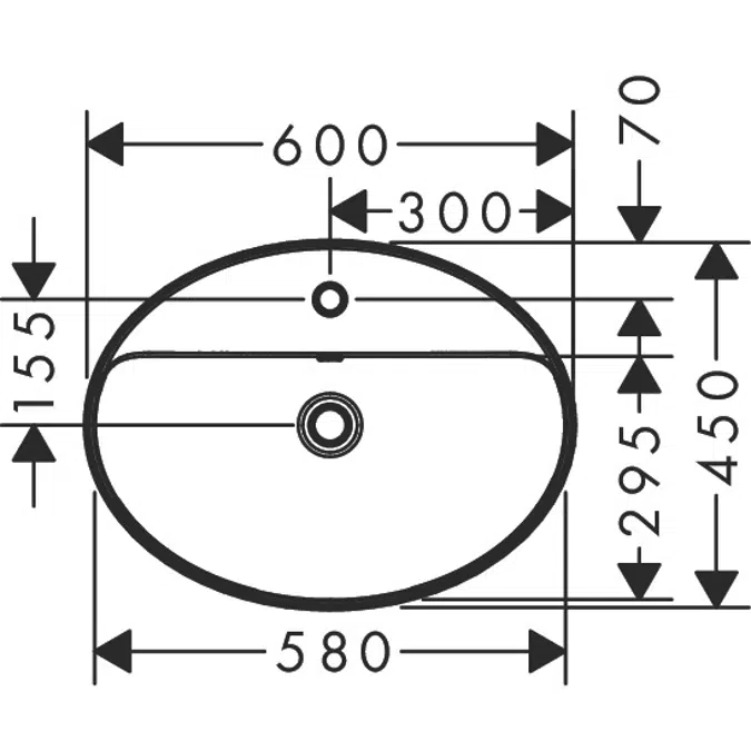 OpenTide D Wash bowl 600/450 with tap hole and overflow