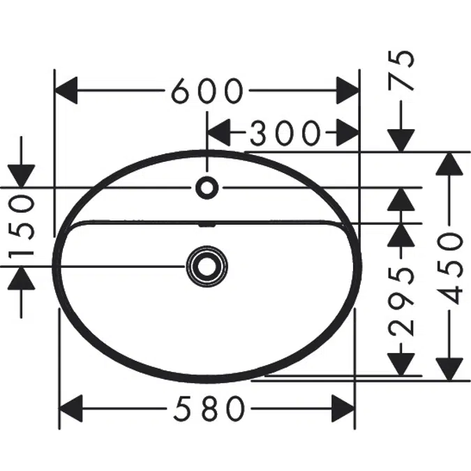 OpenTide D Wash bowl 600/450 with tap hole and overflow