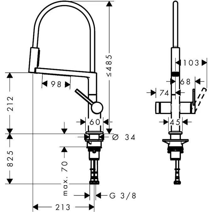 Talis Select M54 PowderSpray Single lever kitchen mixer Semi-Pro,  3jet