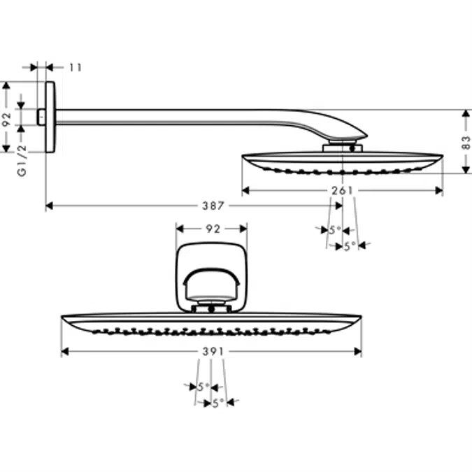 PuraVida Kopfbrause 400 1jet mit Brausearm 27437400