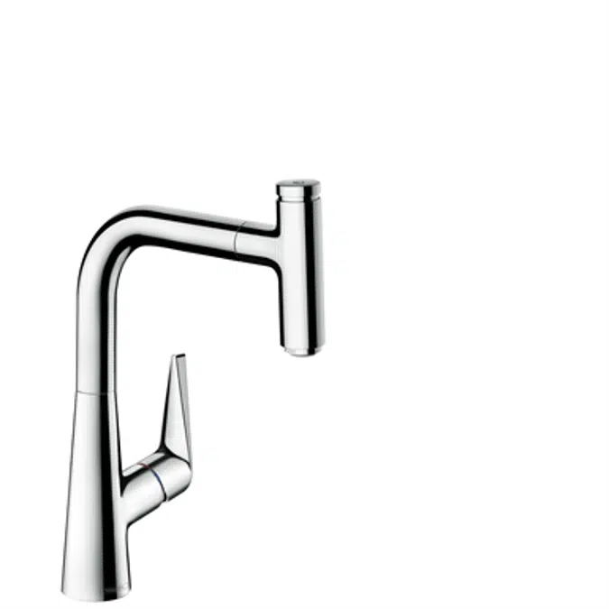 Single lever kitchen mixer with pull-out spout