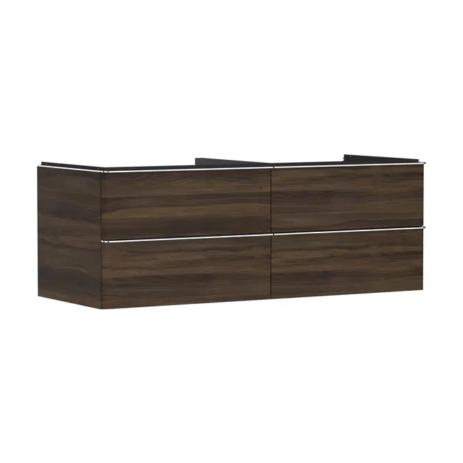 Xelu Q Vanity unit Dark Walnut 1360/550 with 4 drawers for consoles with bowl