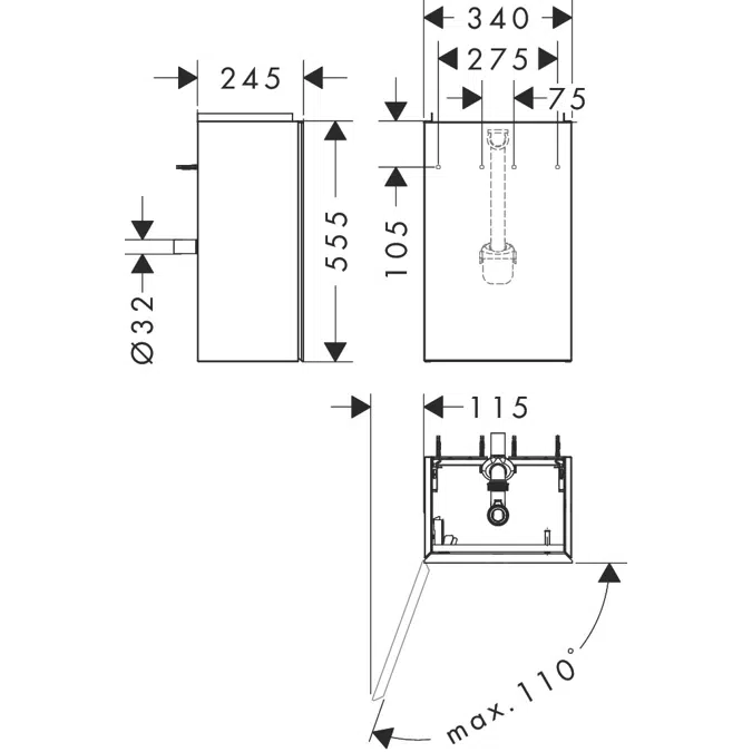 54166XXX Xevolos E Vanity unit Matt White 340/245 for handrinse basin, door hinge left