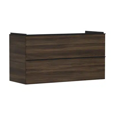 Xelu Q Vanity unit Dark Walnut 1180/475 with 2 drawers for washbasin için görüntü