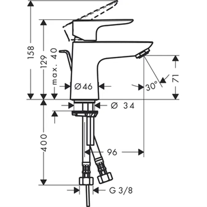 Talis E Single lever basin mixer 80 LowFlow with pop-up waste set