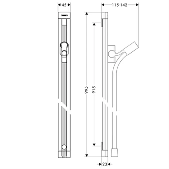 Unica Shower bar Raindance 90 cm with shower hose