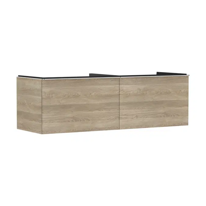 Xelu Q Vanity unit Natural Oak 1560/550 with 2 drawers for consoles with countertop basin ground