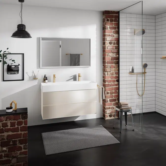 54185XXX Xevolos E Vanity unit Sand Matt Beige 1180/475 with 2 drawers for wash basin