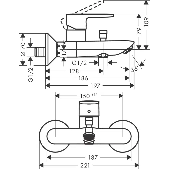BIM objects - Free download! Vernis Blend Single lever bath mixer for ...