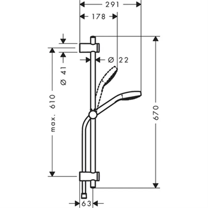 Objetos BIM - ¡Descarga gratis! MySelect S Shower set Vario with shower ...