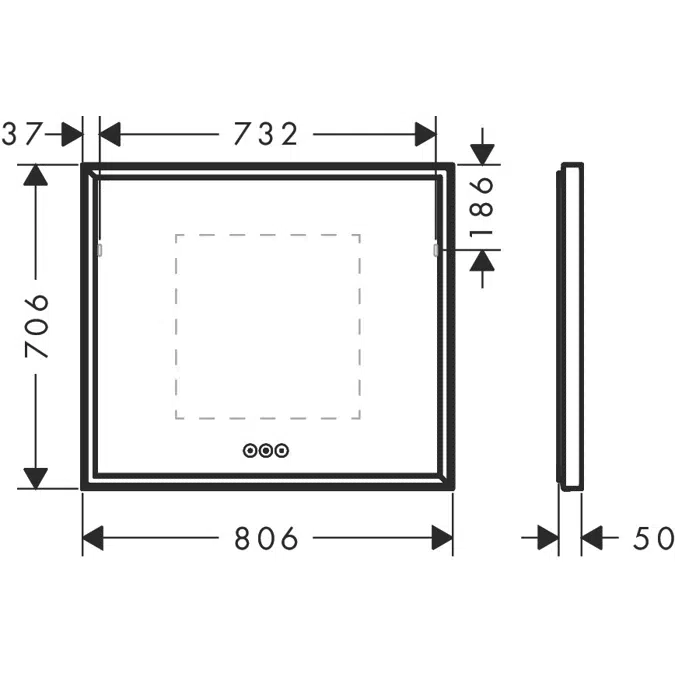 Xarita E Mirror with LED lights 800/50 capacitive touch sensor