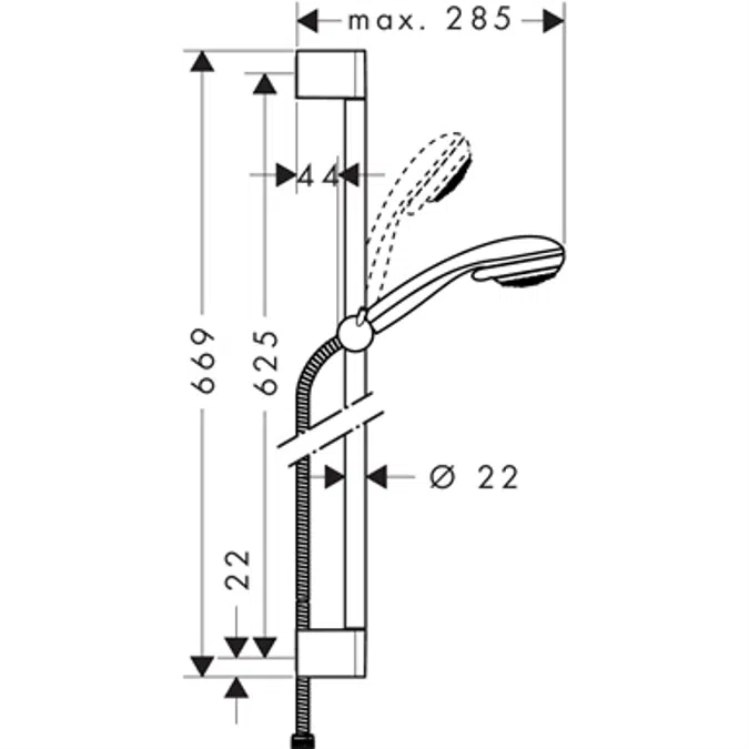 Crometta 85 Shower set Vario with shower bar 65 cm