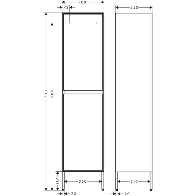 BIM objects - Free download! CubeStack Tall cabinet door hinge left 400 ...