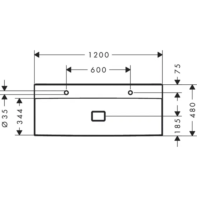 Xevolos E Washbasin 1200/480 with 2 tap holes without overflow, SmartClean