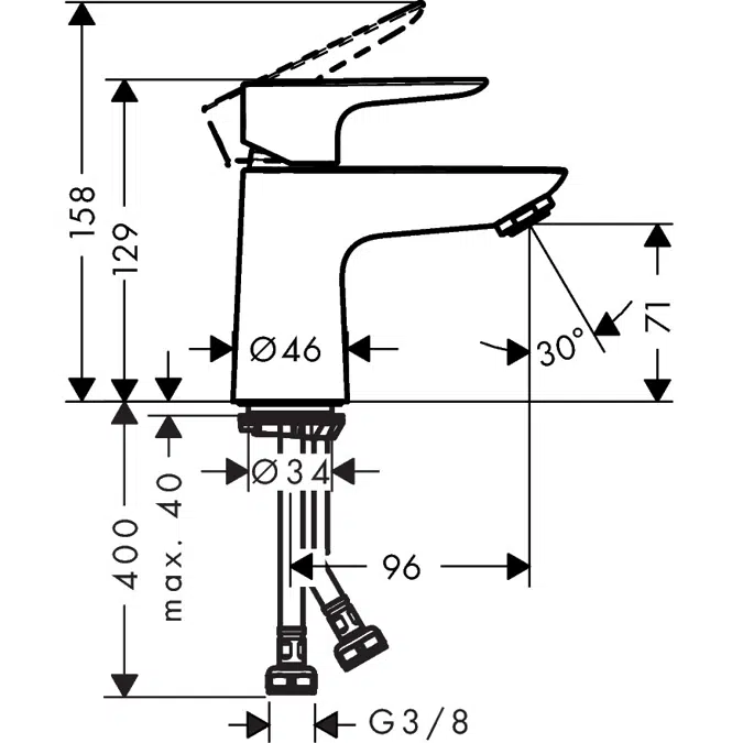 Talis E Single lever basin mixer 80 CoolStart without waste set DZR