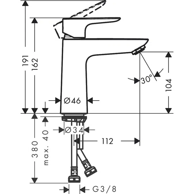 Talis E Single lever basin mixer 110 CoolStart without waste set DZR