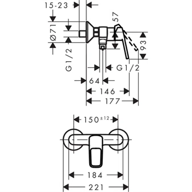 Logis Loop Single lever shower mixer for exposed installation