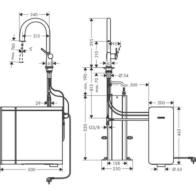 Aqittura M91 SodaSystem 210, pull-out spout, 1jet, sBox DK