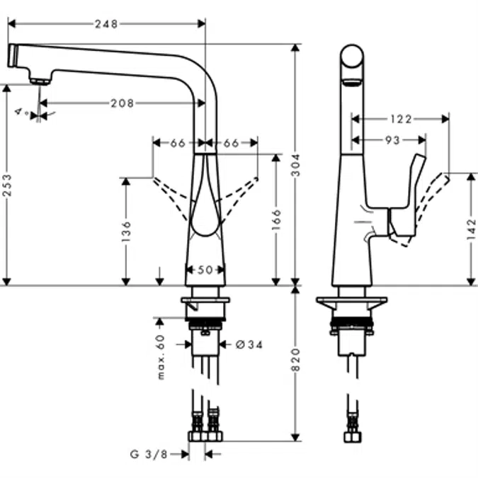 Metris Select Single lever kitchen mixer 260