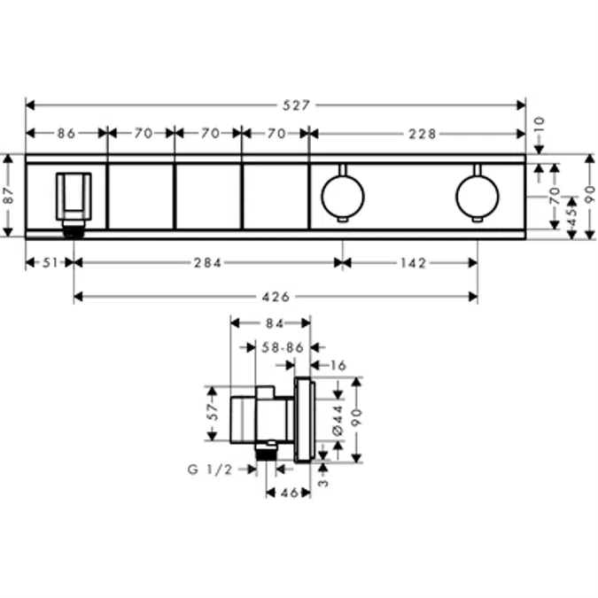 RainSelect Thermostat for concealed installation for 3 functions with integrated shower holder