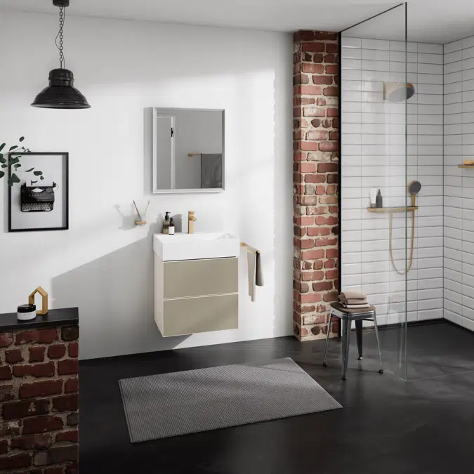 54176XXX Xevolos E Vanity unit Sand Matt Beige 580/475 with 2 drawers for washbasin